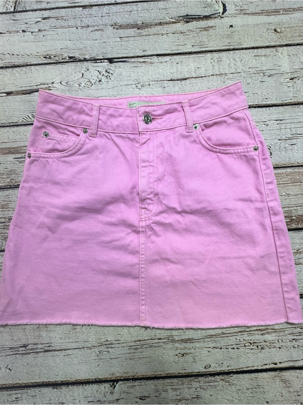 Topshop Pastel Pink Denim Jean Mini Skirt Sz US4